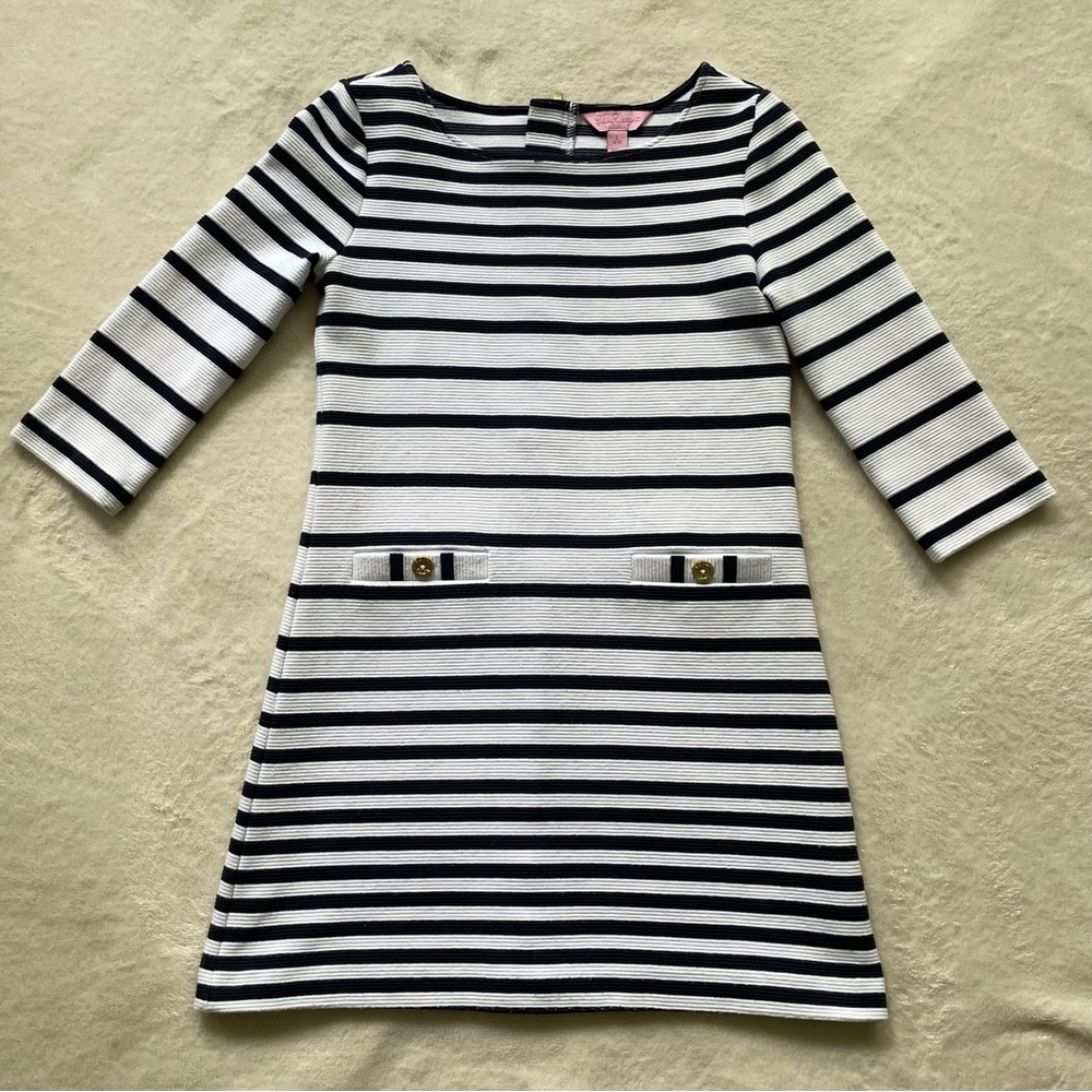 Lilly Pulitzer white & navy striped charlene dress